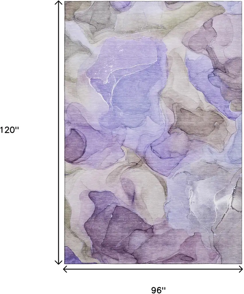 Purple And Gray Abstract Washable Area Rug With UV Protection Photo 3