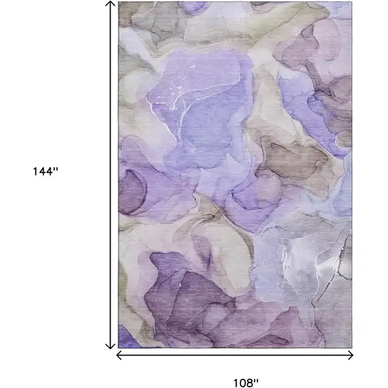 Purple And Gray Abstract Washable Area Rug With UV Protection Photo 8