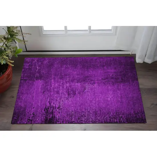 Purple And Gray Abstract Washable Area Rug With UV Protection Photo 2