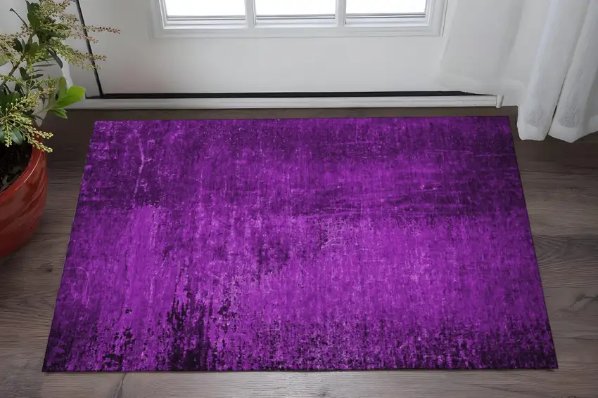 Purple And Gray Abstract Washable Area Rug With UV Protection Photo 2