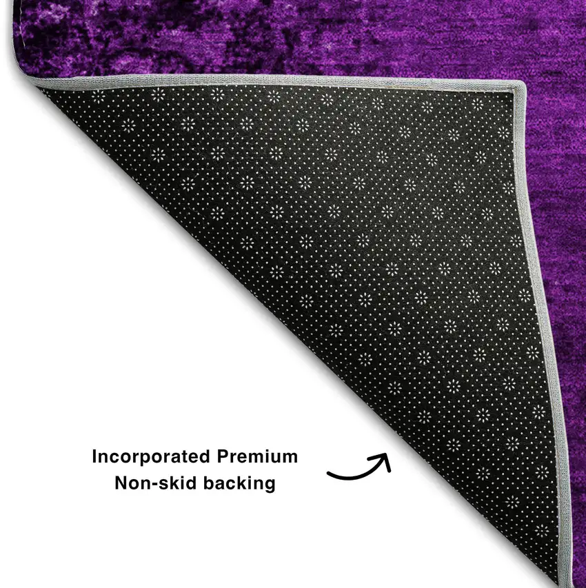 Purple And Gray Abstract Washable Area Rug With UV Protection Photo 8