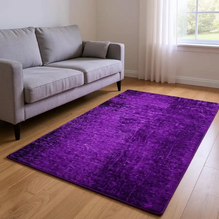 Purple And Gray Abstract Washable Area Rug With UV Protection Photo 2