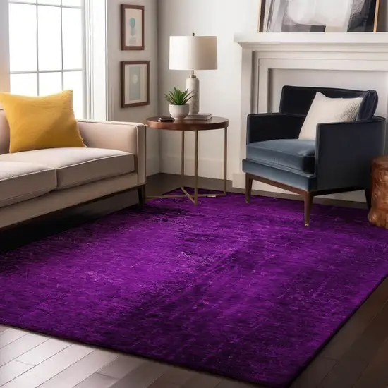 Purple And Gray Abstract Washable Area Rug With UV Protection Photo 5