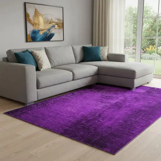 Purple And Gray Abstract Washable Area Rug With UV Protection Photo 1