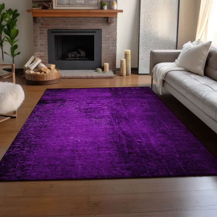 Purple And Gray Abstract Washable Area Rug With UV Protection Photo 6
