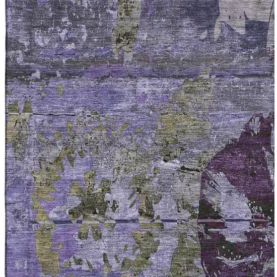 Purple And Gray Abstract Washable Area Rug With UV Protection Photo 3
