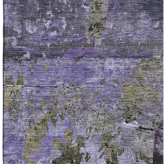 Purple And Gray Abstract Washable Area Rug With UV Protection Photo 3