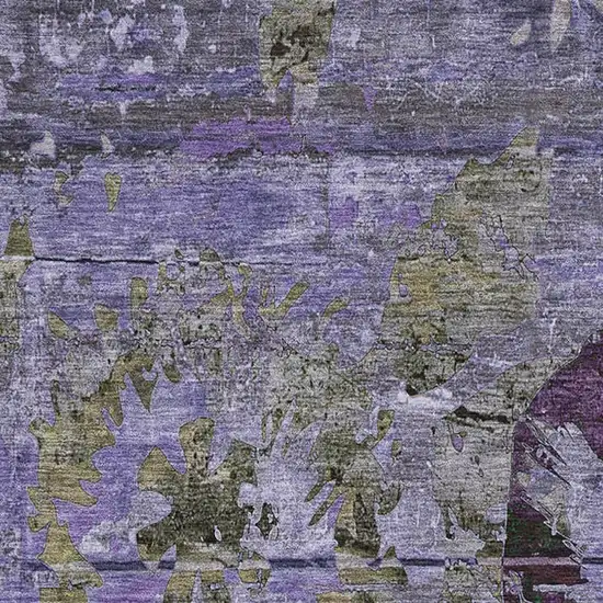 Purple And Gray Abstract Washable Area Rug With UV Protection Photo 3
