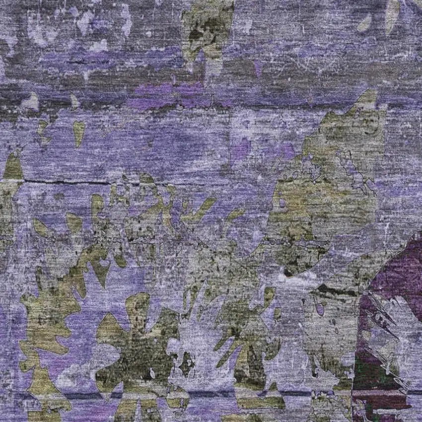 Purple And Gray Abstract Washable Area Rug With UV Protection Photo 3