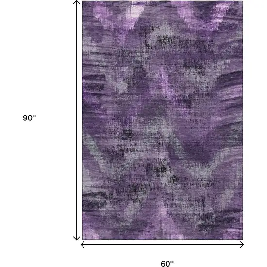 Purple And Gray Abstract Washable Area Rug With UV Protection Photo 3