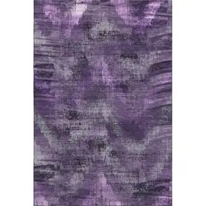 Photo of Purple And Gray Abstract Washable Area Rug With UV Protection