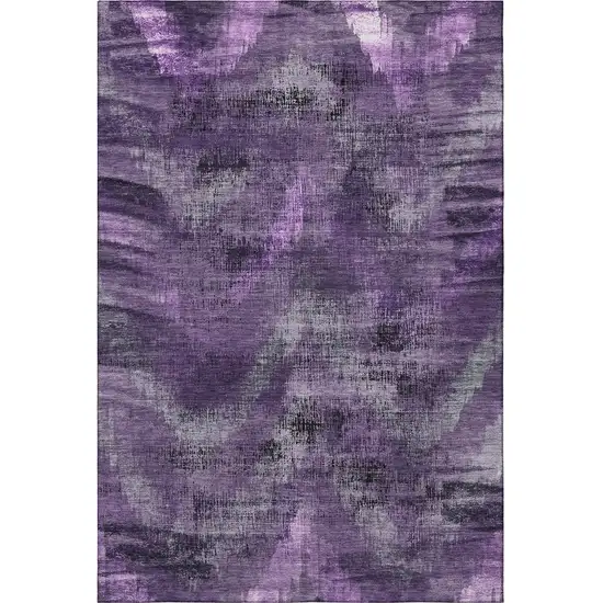 Purple And Gray Abstract Washable Area Rug With UV Protection Photo 4
