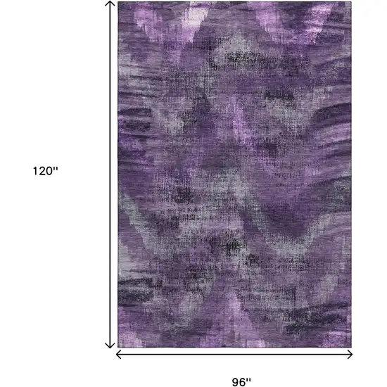 Purple And Gray Abstract Washable Area Rug With UV Protection Photo 3