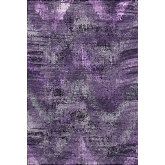 Purple And Gray Abstract Washable Area Rug With UV Protection Photo 1