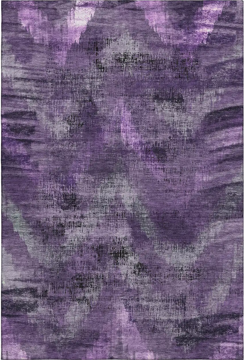 Purple And Gray Abstract Washable Area Rug With UV Protection Photo 1