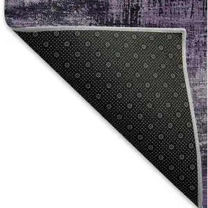 Photo of Purple And Gray Abstract Washable Area Rug With UV Protection