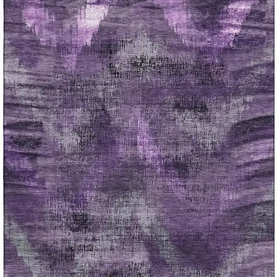 Purple And Gray Abstract Washable Area Rug With UV Protection Photo 3
