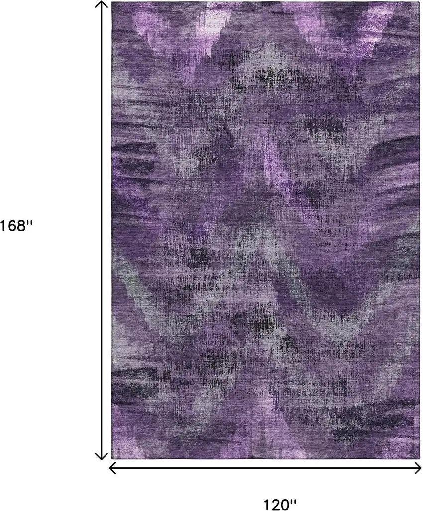 Purple And Gray Abstract Washable Area Rug With UV Protection Photo 3