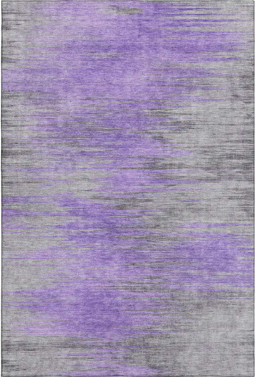 Purple And Gray Abstract Washable Area Rug With UV Protection Photo 1