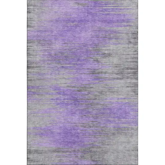 Purple And Gray Abstract Washable Area Rug With UV Protection Photo 1