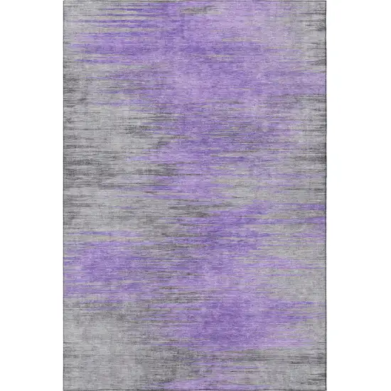 Purple And Gray Abstract Washable Area Rug With UV Protection Photo 4