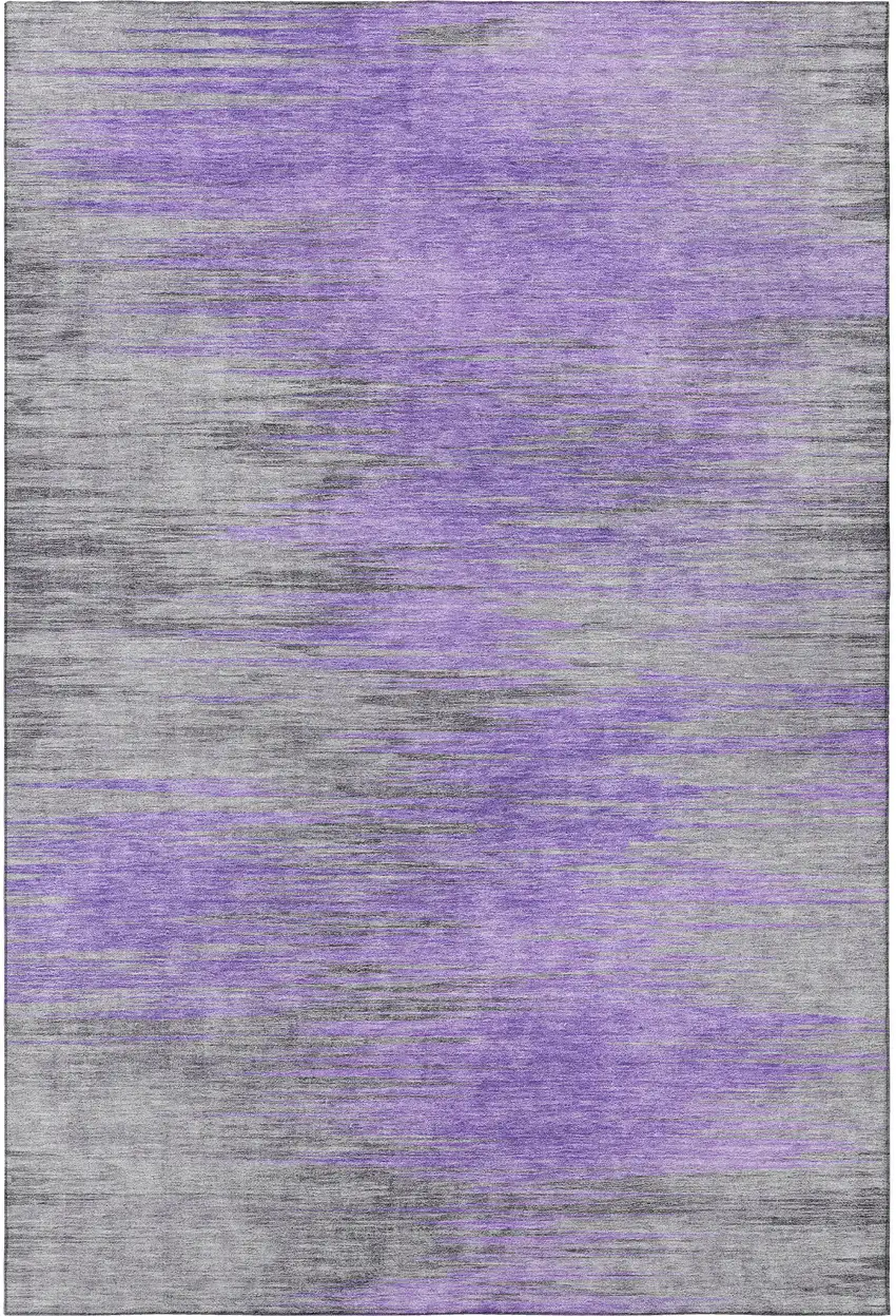 Purple And Gray Abstract Washable Area Rug With UV Protection Photo 4