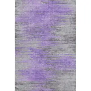 Photo of Purple And Gray Abstract Washable Area Rug With UV Protection