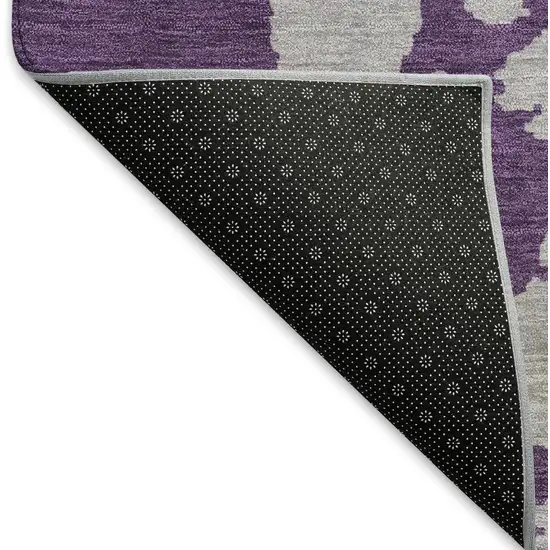 Purple And Gray Abstract Washable Area Rug With UV Protection Photo 7
