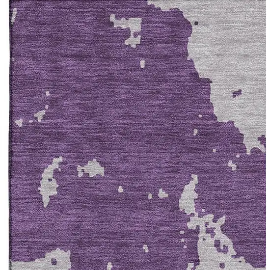 Purple And Gray Abstract Washable Area Rug With UV Protection Photo 3