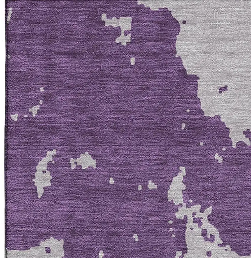 Purple And Gray Abstract Washable Area Rug With UV Protection Photo 3