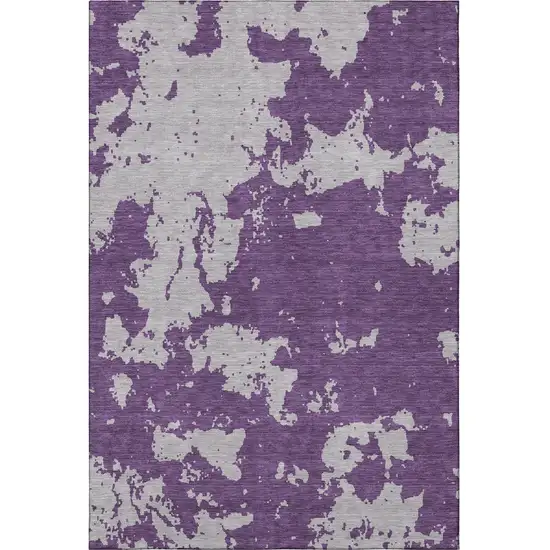 Purple And Gray Abstract Washable Area Rug With UV Protection Photo 4