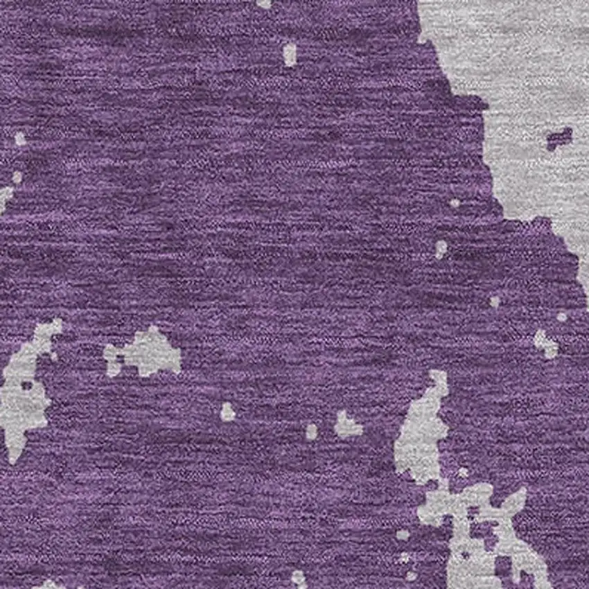 Purple And Gray Abstract Washable Area Rug With UV Protection Photo 3