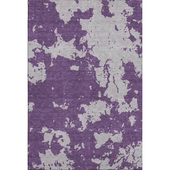 Purple And Gray Abstract Washable Area Rug With UV Protection Photo 1