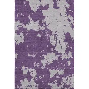 Photo of Purple And Gray Abstract Washable Area Rug With UV Protection