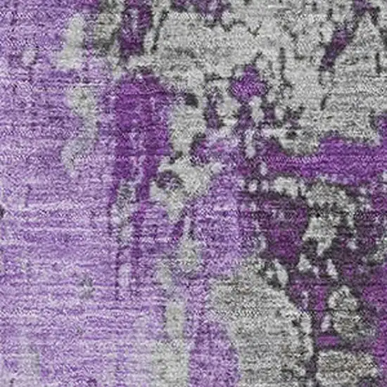 Purple And Gray Abstract Washable Area Rug With UV Protection Photo 2