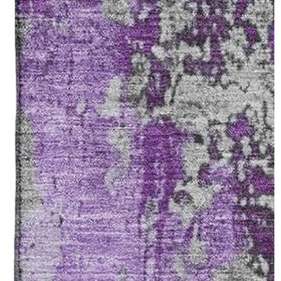 Purple And Gray Abstract Washable Area Rug With UV Protection Photo 2