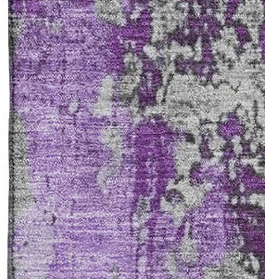 Purple And Gray Abstract Washable Area Rug With UV Protection Photo 2