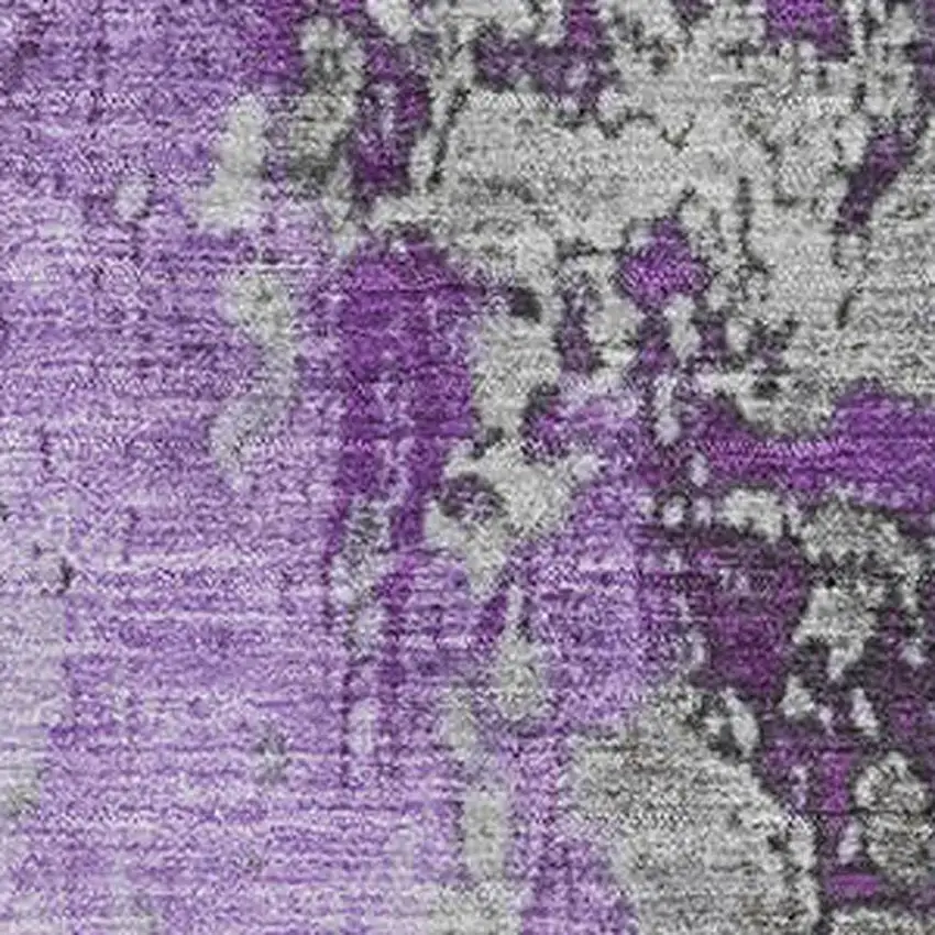 Purple And Gray Abstract Washable Area Rug With UV Protection Photo 2