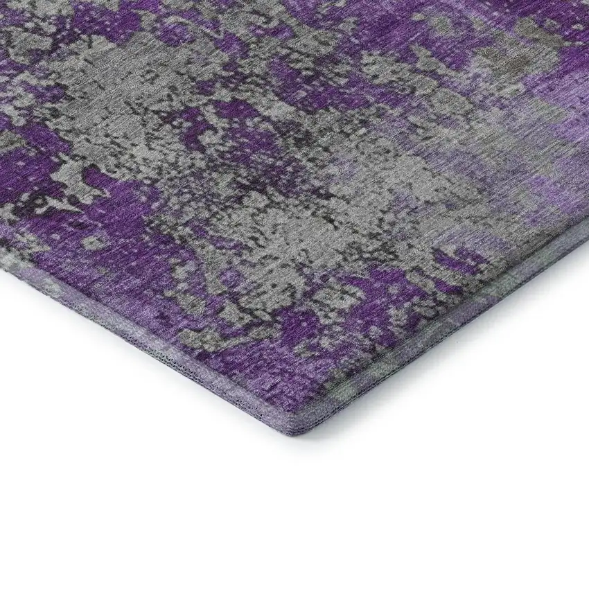Purple And Gray Abstract Washable Area Rug With UV Protection Photo 8