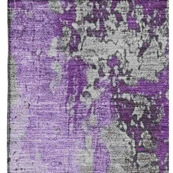 Purple And Gray Abstract Washable Area Rug With UV Protection Photo 2