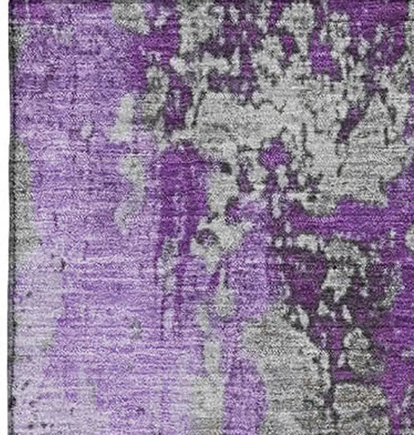 Purple And Gray Abstract Washable Area Rug With UV Protection Photo 2