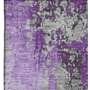 Photo of Purple And Gray Abstract Washable Area Rug With UV Protection