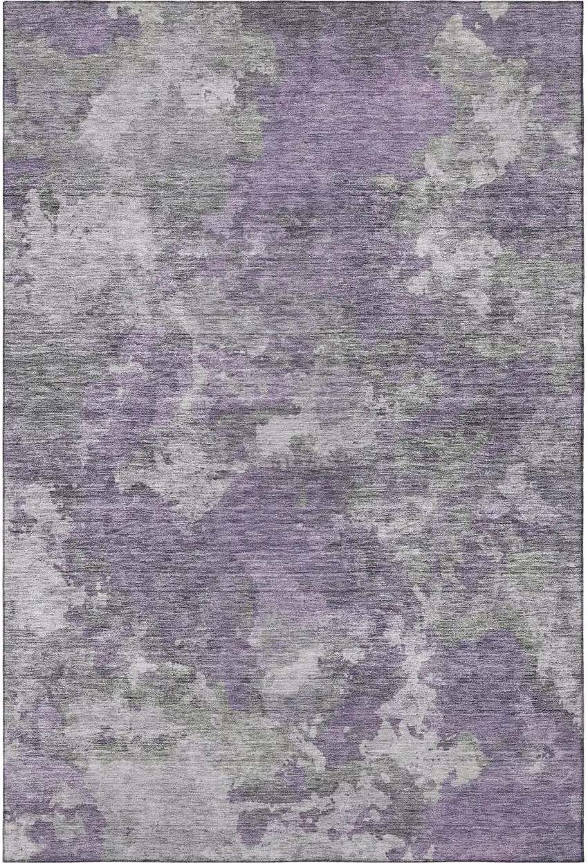 Purple And Gray Abstract Washable Area Rug With UV Protection Photo 4