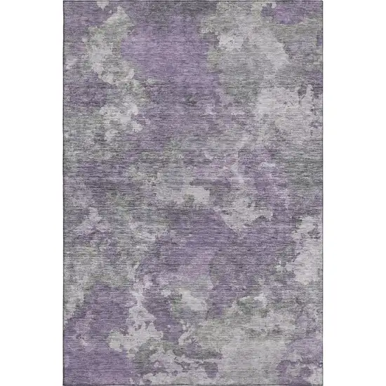 Purple And Gray Abstract Washable Area Rug With UV Protection Photo 1