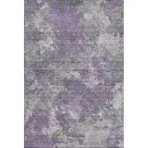 Photo of Purple And Gray Abstract Washable Area Rug With UV Protection