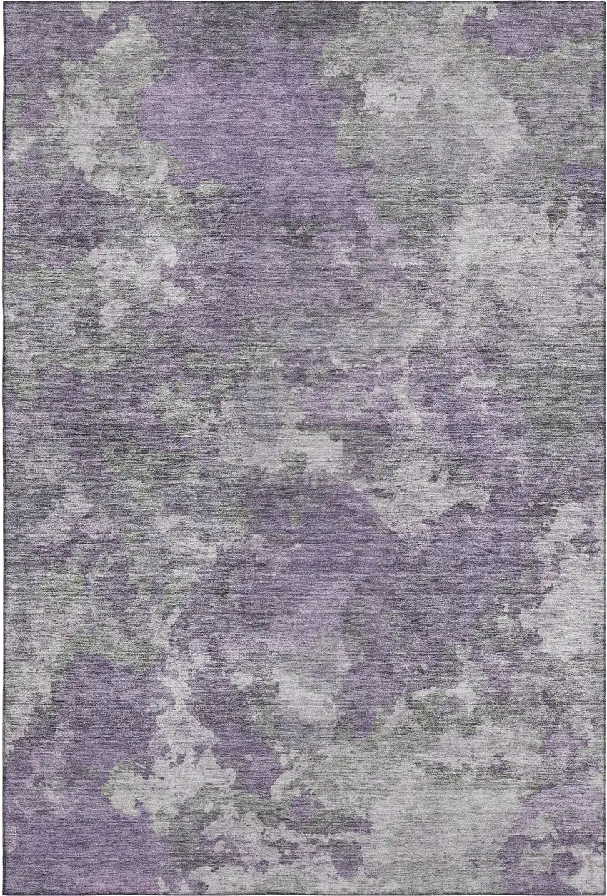 Purple And Gray Abstract Washable Area Rug With UV Protection Photo 1
