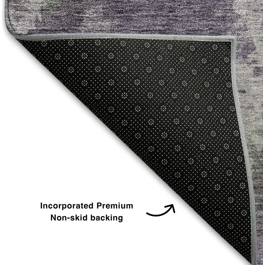 Purple And Gray Abstract Washable Area Rug With UV Protection Photo 7
