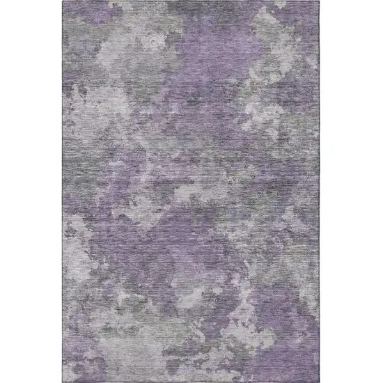 Purple And Gray Abstract Washable Area Rug With UV Protection Photo 4
