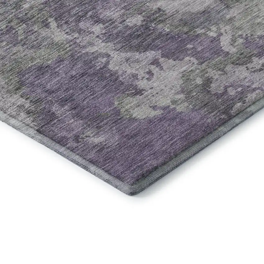 Purple And Gray Abstract Washable Area Rug With UV Protection Photo 8