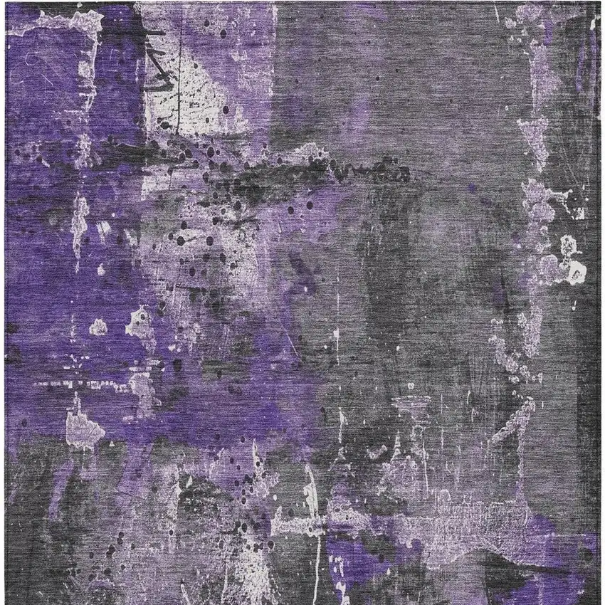 Purple And Gray Abstract Washable Indoor Outdoor Area Rug Photo 3